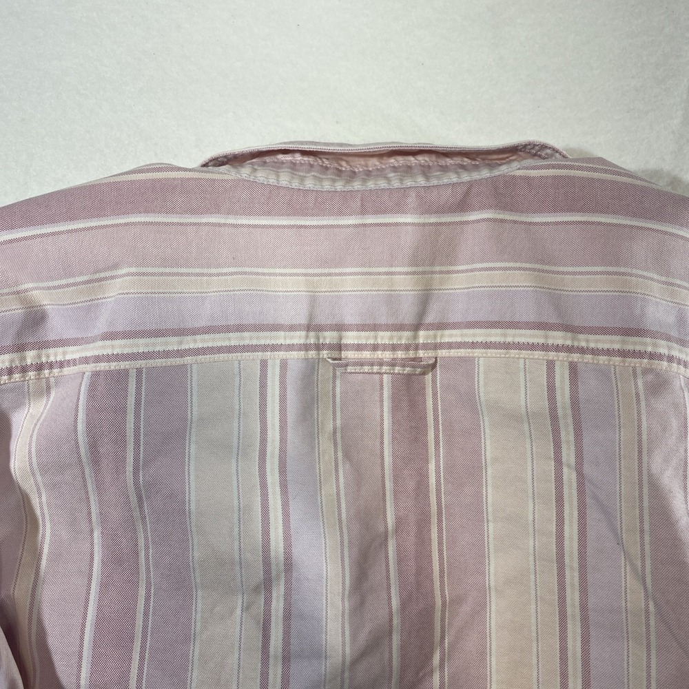 LL Bean Mens Long Sleeve Shirt Size L Regular Pink Striped Casual Cotton - Picture 14 of 14
